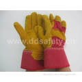 Cow Split Leather Glove Cotton Back Safety Glove (DLC225)